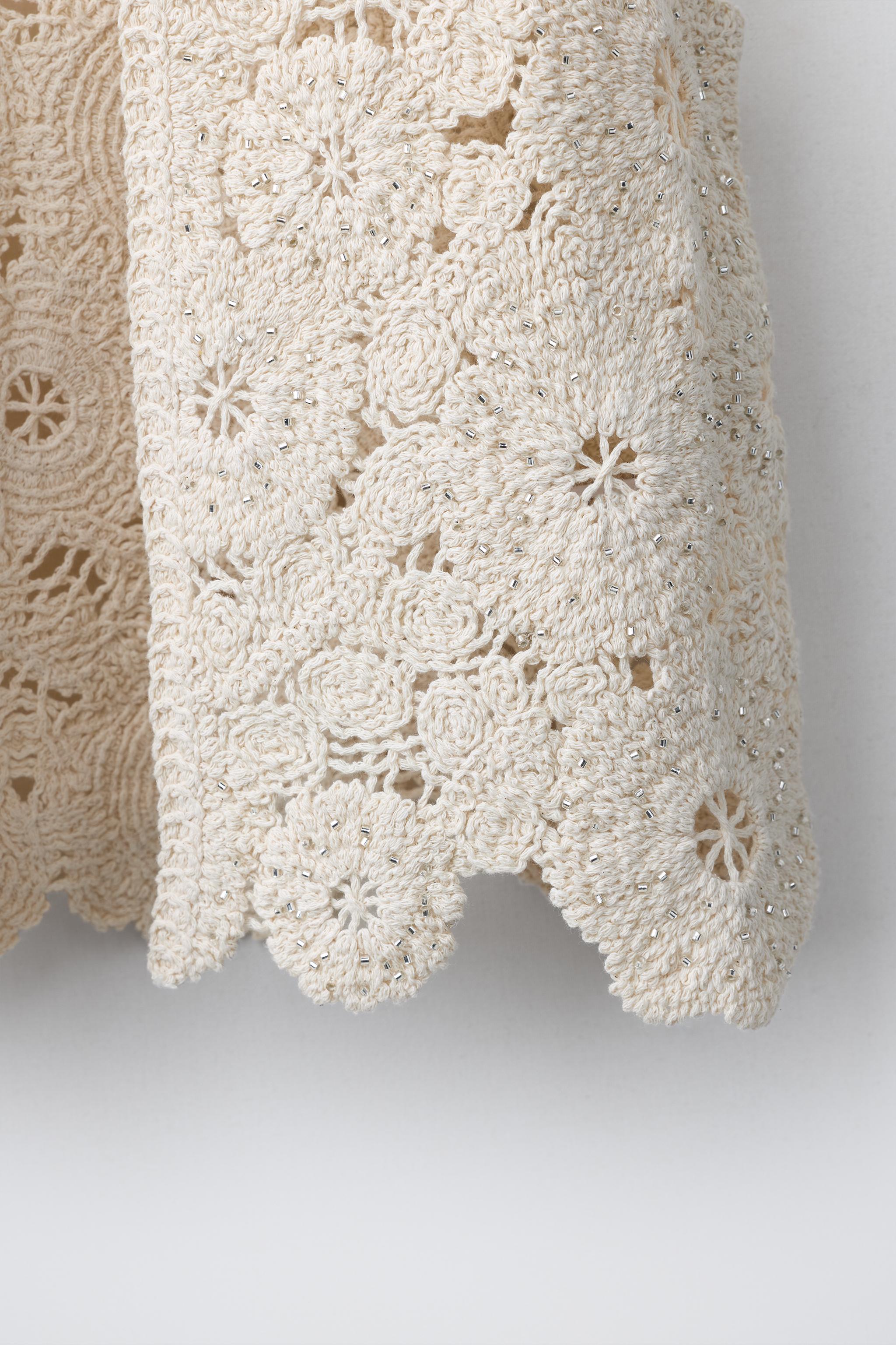 GILET FLEURS CROCHET FANTAISIE